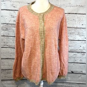 BOUTIQUE Cardigan Sweater Pink/Tan-XL